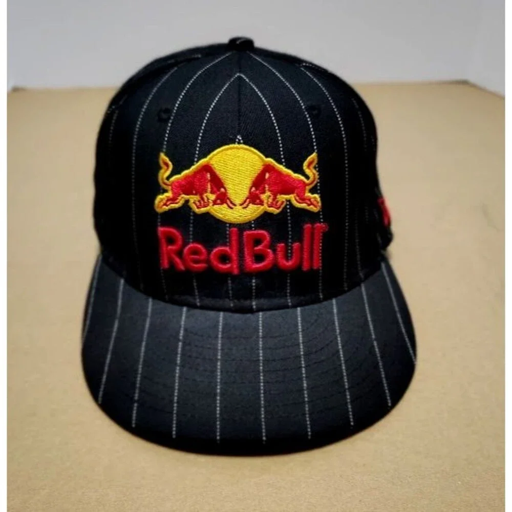 Red Bull New Era 59FIFTY Fitted Hat 7 3/8 Pinstripe Black Wool Cap RN11493 CA402